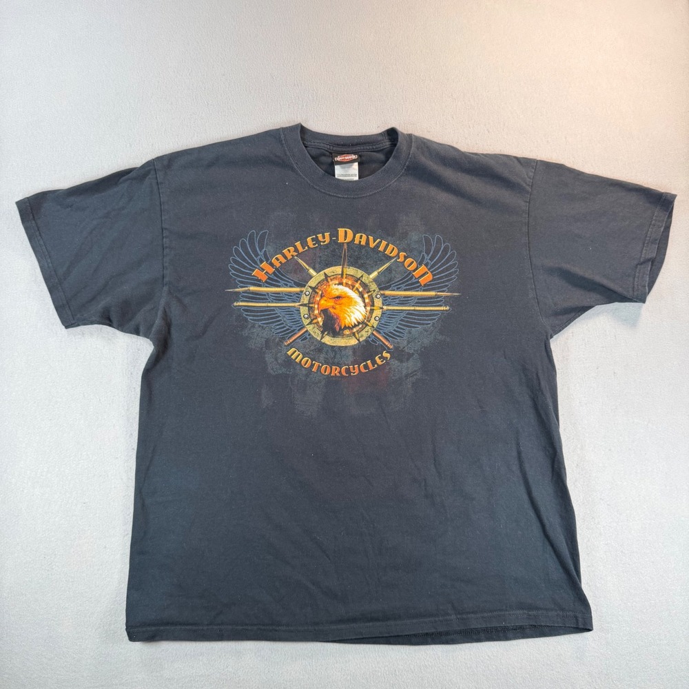 Vintage Harley-Davidson Chicago H-D Eagle Graphic T-Shirt Black XL Hanes Beefy-T